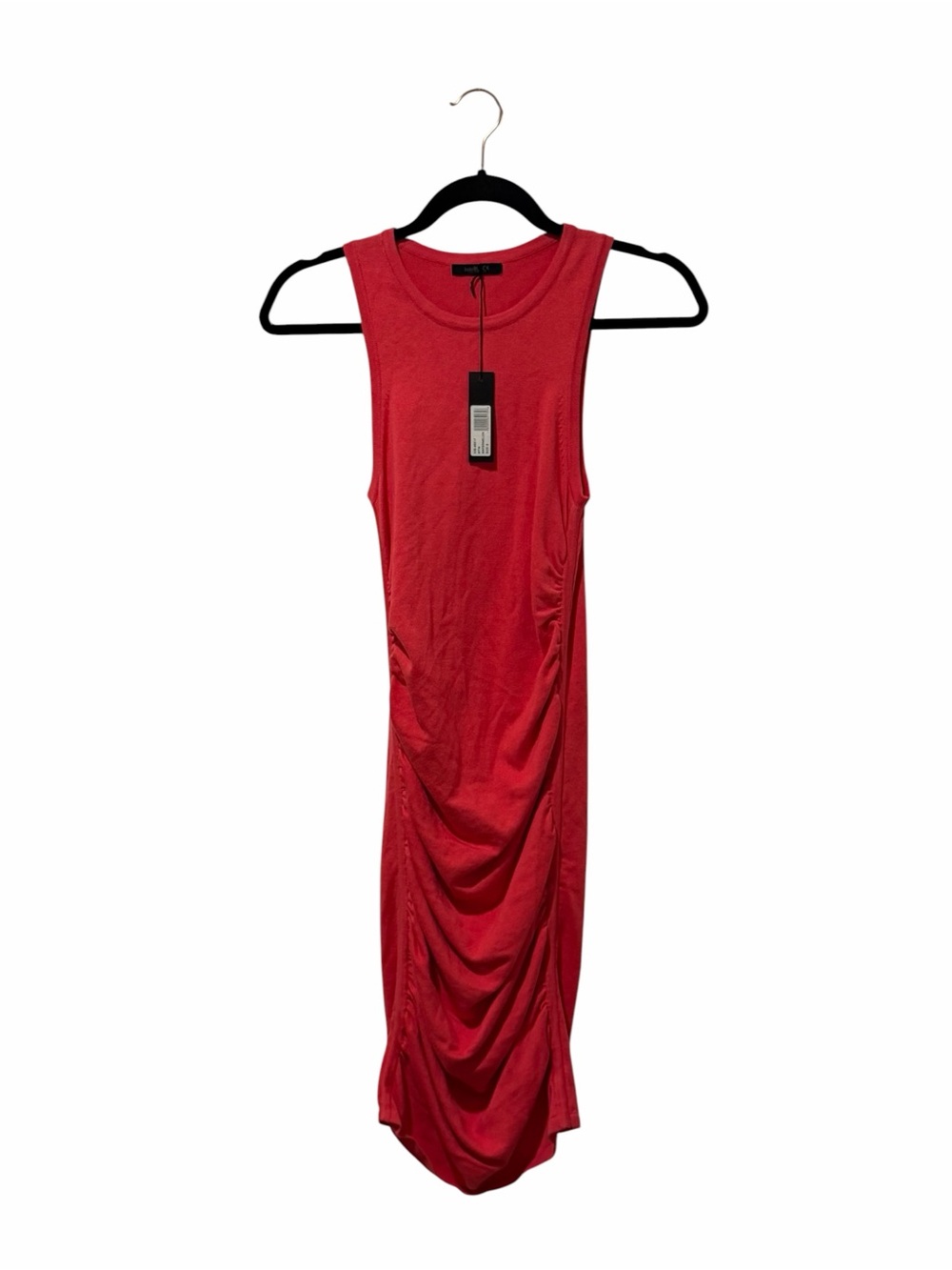 NWT Bobi Black Sleeveless Ruched Midi Tank Dress in watermelon size small